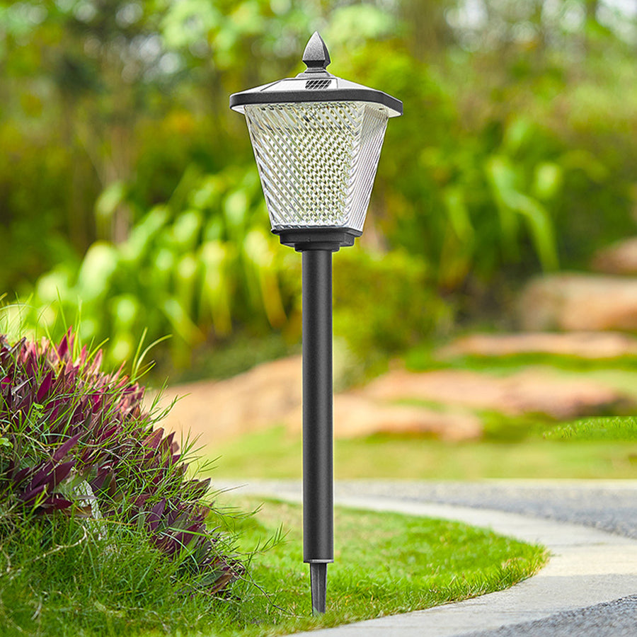 Traditional decorative garden light with ornamental top and classic lantern design