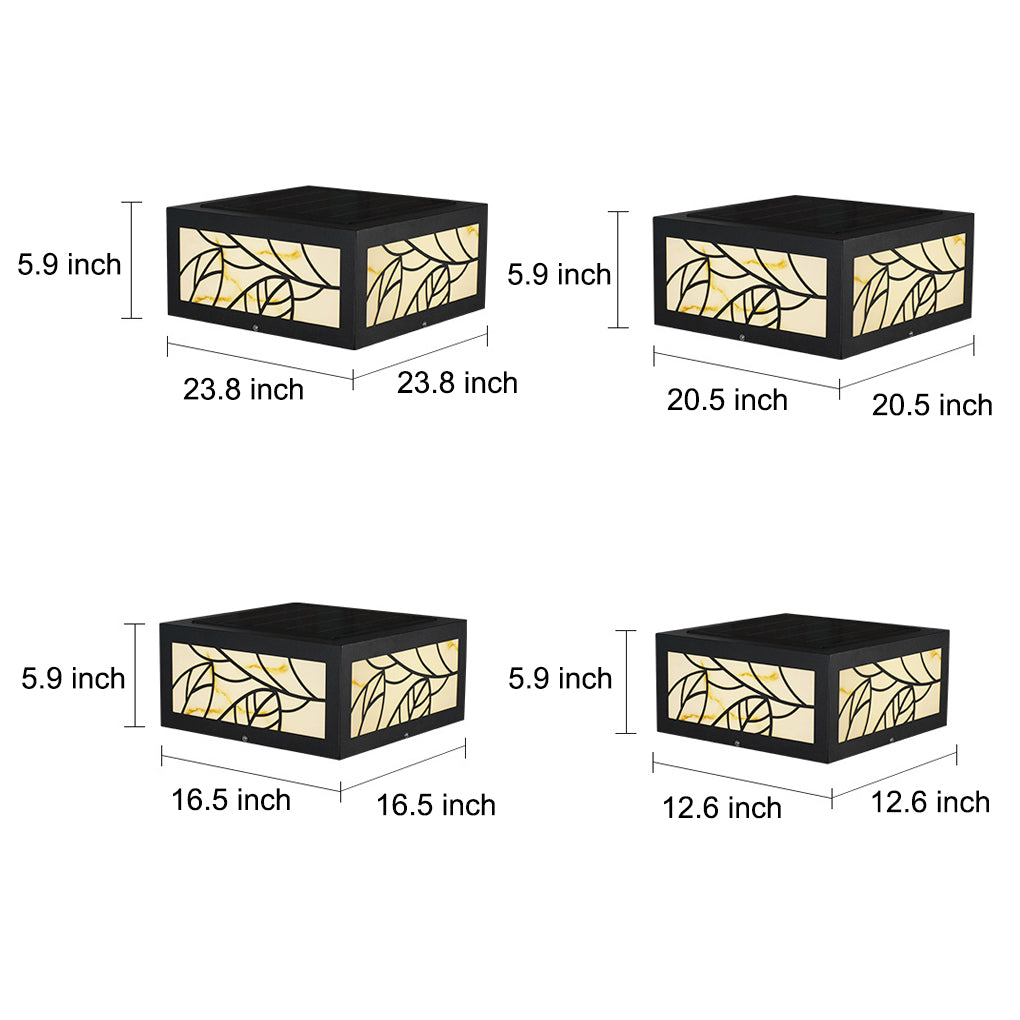Gate pillar lights with decorative tree branch pattern in multiple sizes, ideal for elegant outdoor entrance illumination