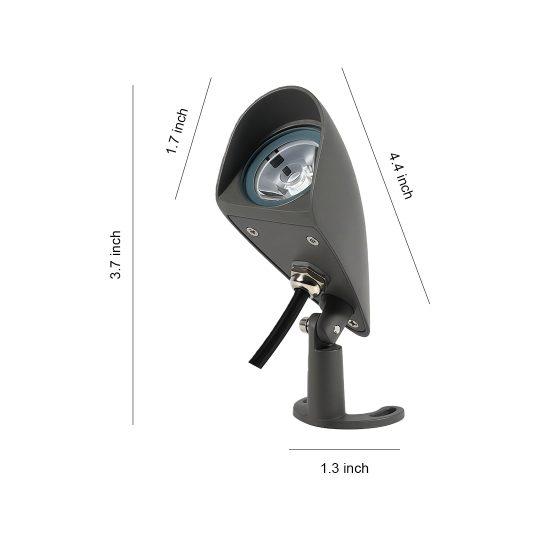 Technical drawing of a decorative wall wash lighting with adjustable bracket and dimensions.
