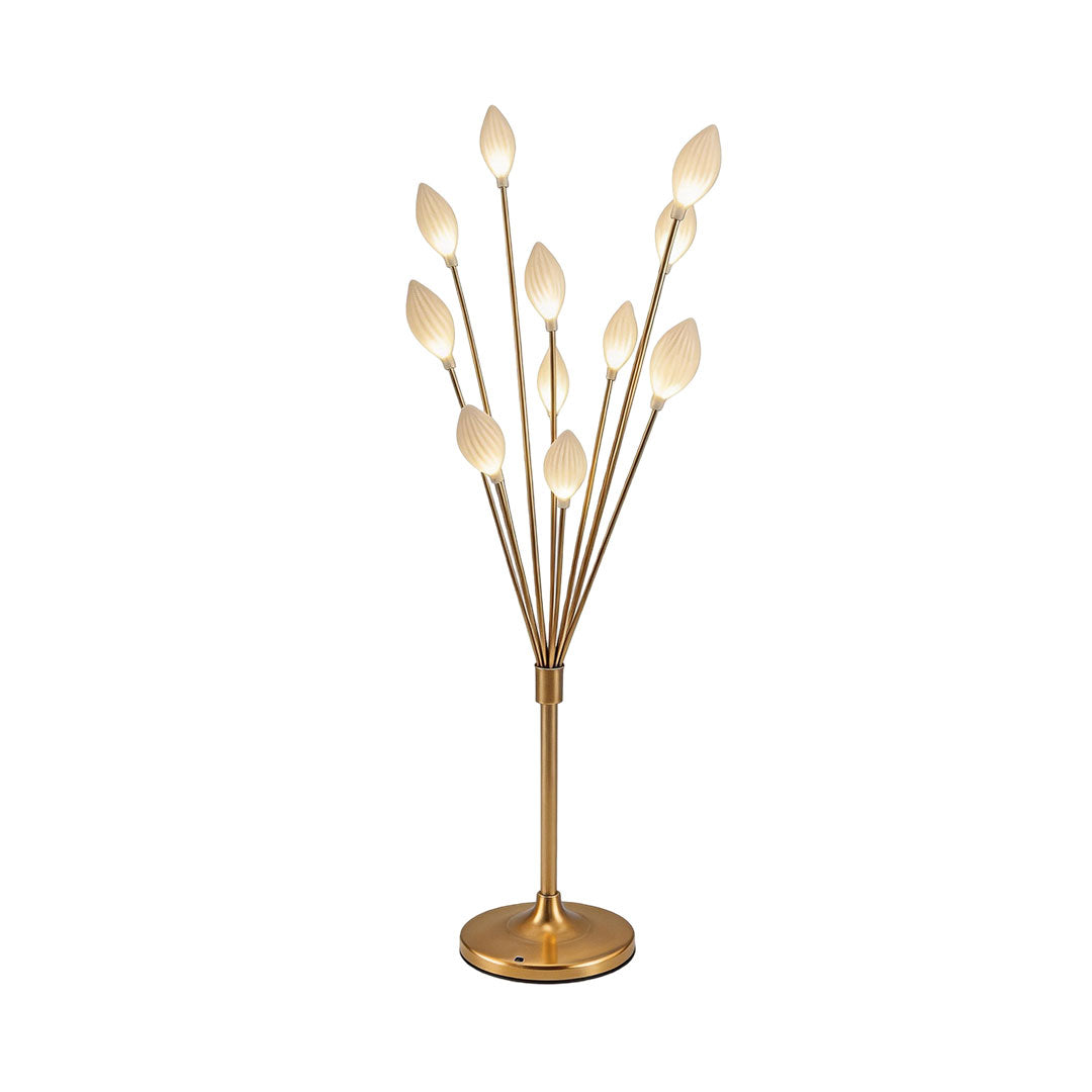 Decorator floor lamps with a modern design, featuring multiple leaf-shaped lights.
