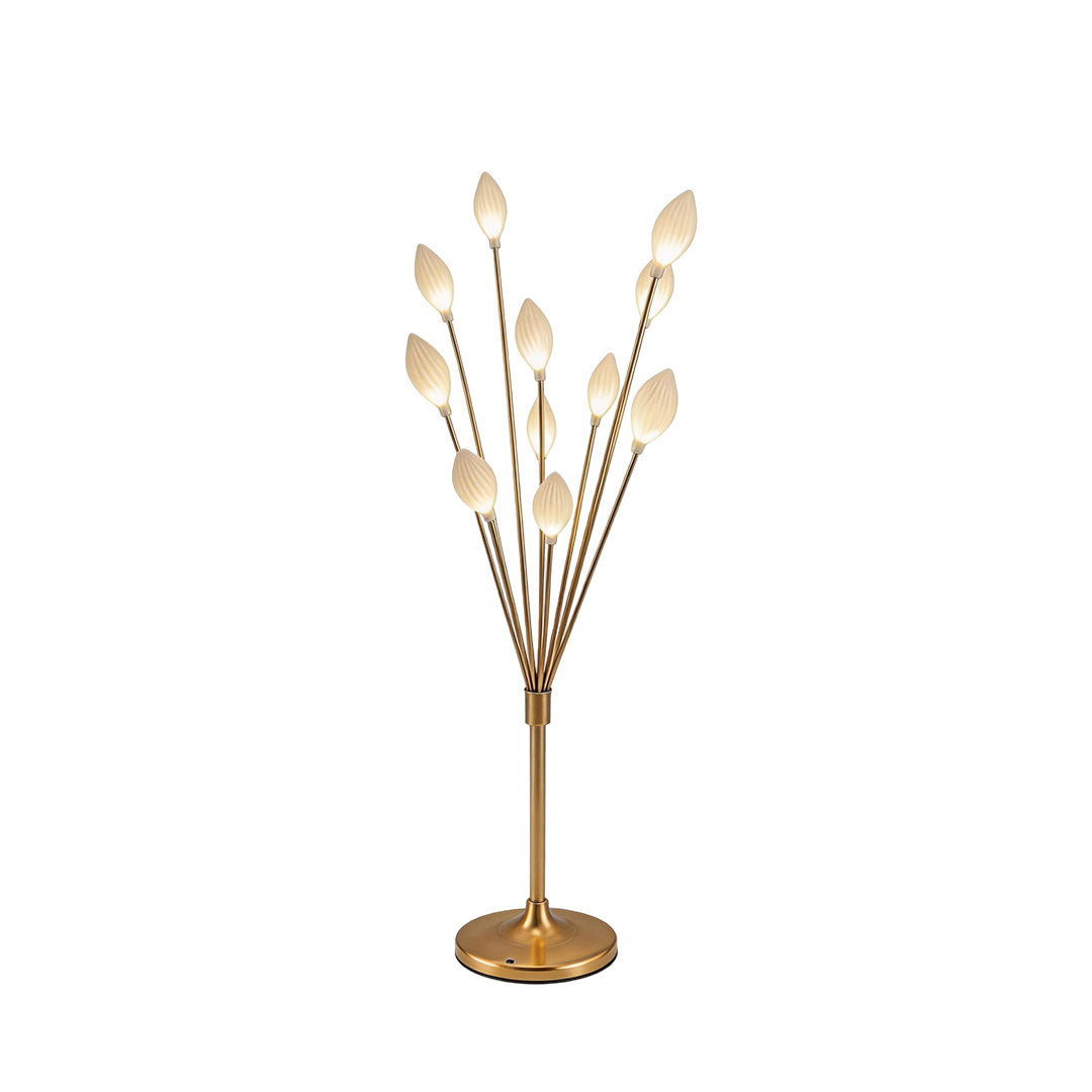 Decorator floor lamps with a stylish design, placed on a white floor in a minimalist room.