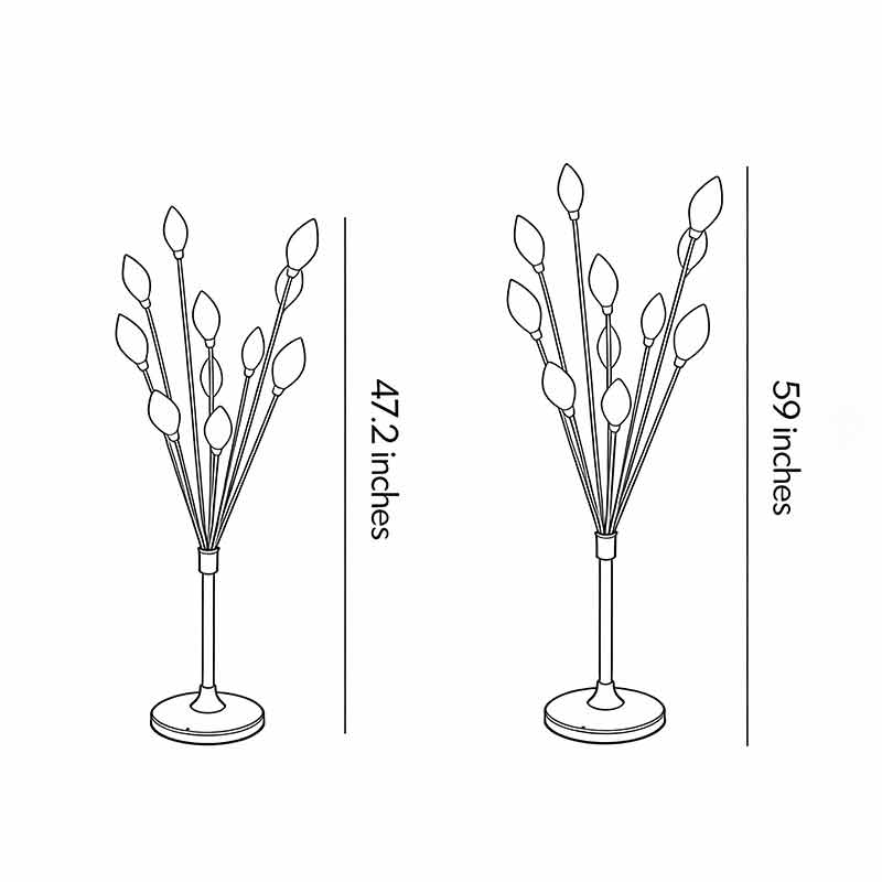 Technical diagram of decorator floor lamps showing dimensions and assembly details.