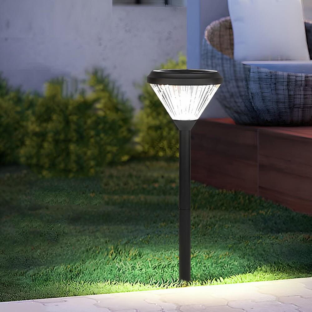 Deluxe Black Solar LED Garden Pathway Lights - Diamond Trim Design 27.6 - Inch