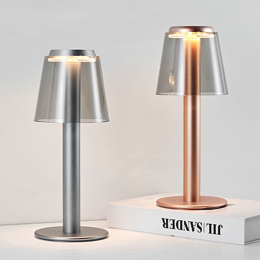 Designer adjustable table lamp collection showcasing silver and copper finish options side by side