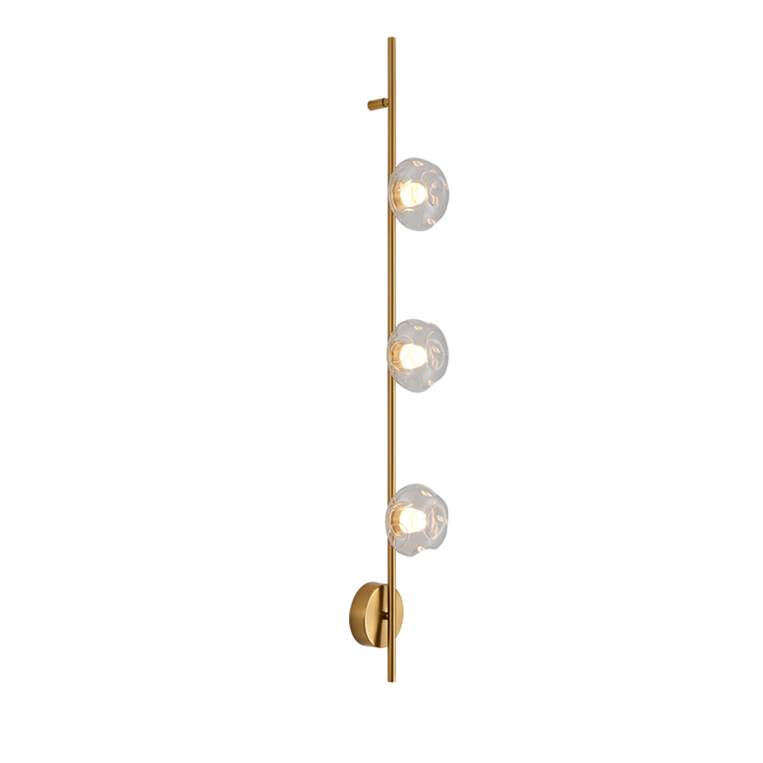 Designer indoor wall mounted lights with brass finish featuring multiple stacked glass globes