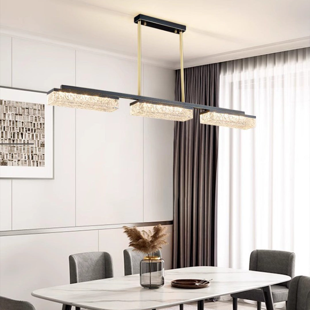 Designer copper pendant lights for kitchen island creating ambient lighting in white dining area