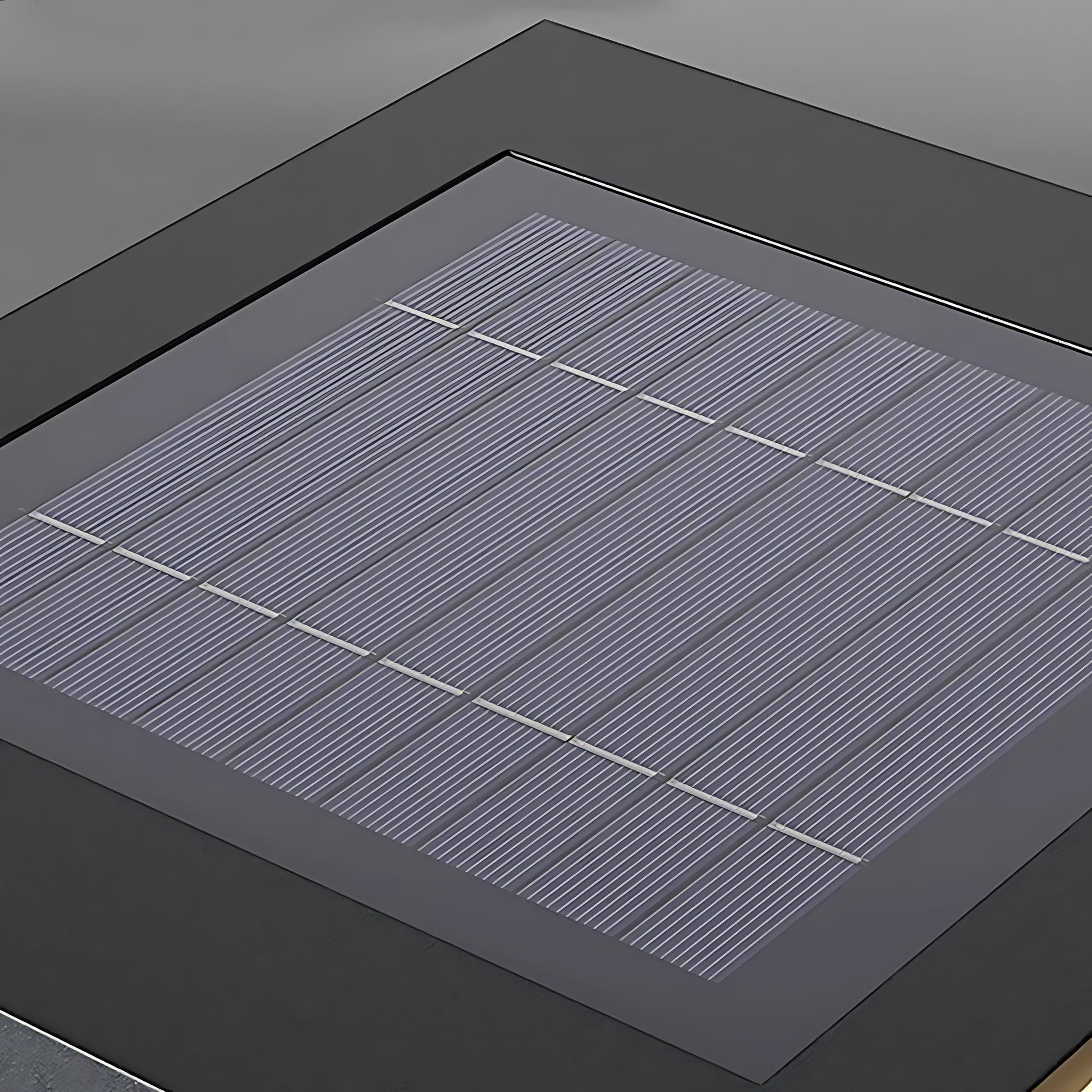 Detail view of perforated rechargeable table lamp showing special shaped pillar construction elements