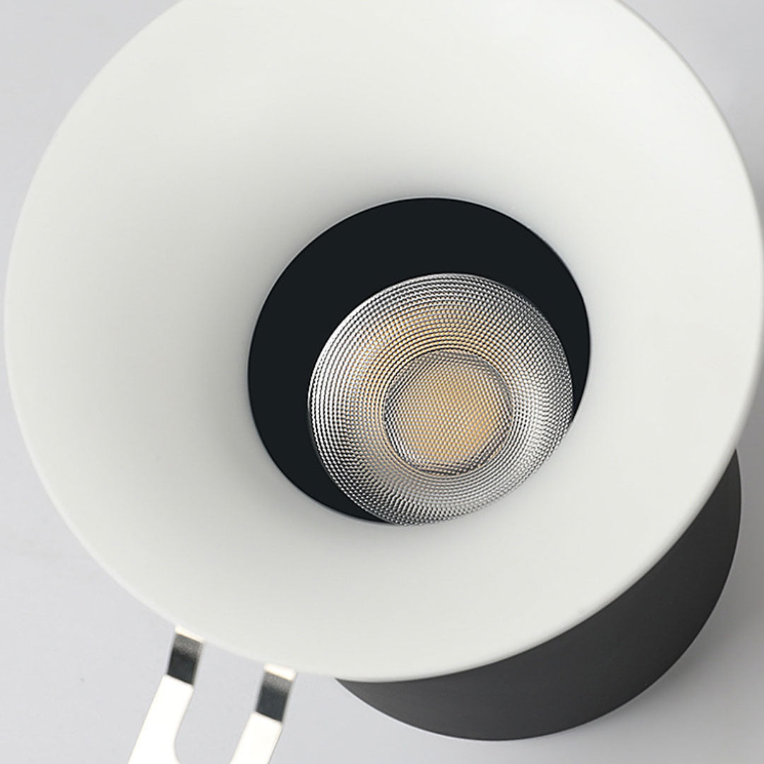 Close-up of a black LED spotlight showing its detailed structure and design.