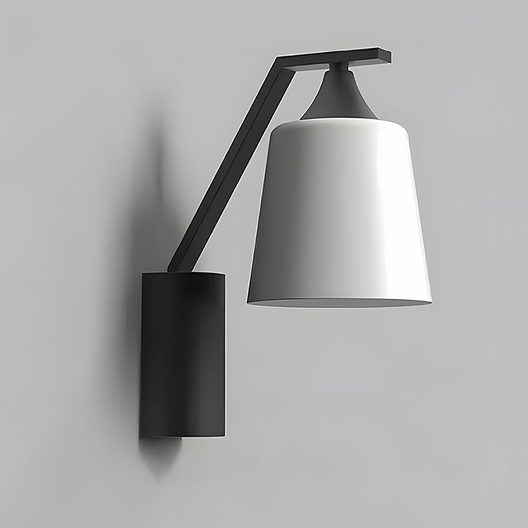 Detailed view of the black outdoor sconce, highlighting its clean lines and elegant finish, perfect for residential exteriors.