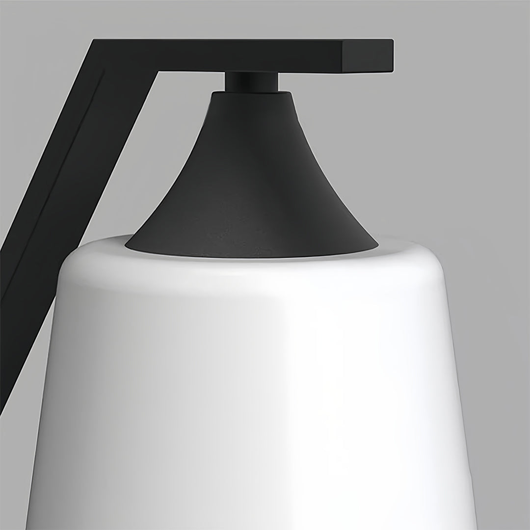 Detailed view of the black outdoor sconce, highlighting its clean lines and elegant finish, perfect for residential exteriors.