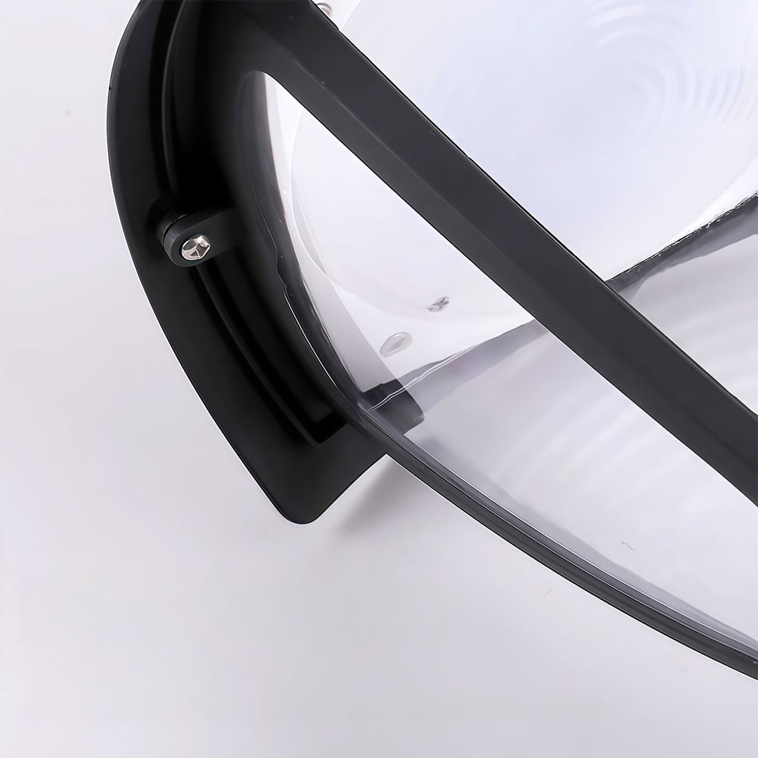 Detailed close-up showing the black frame and clear panels of the solar powered path lighting head.