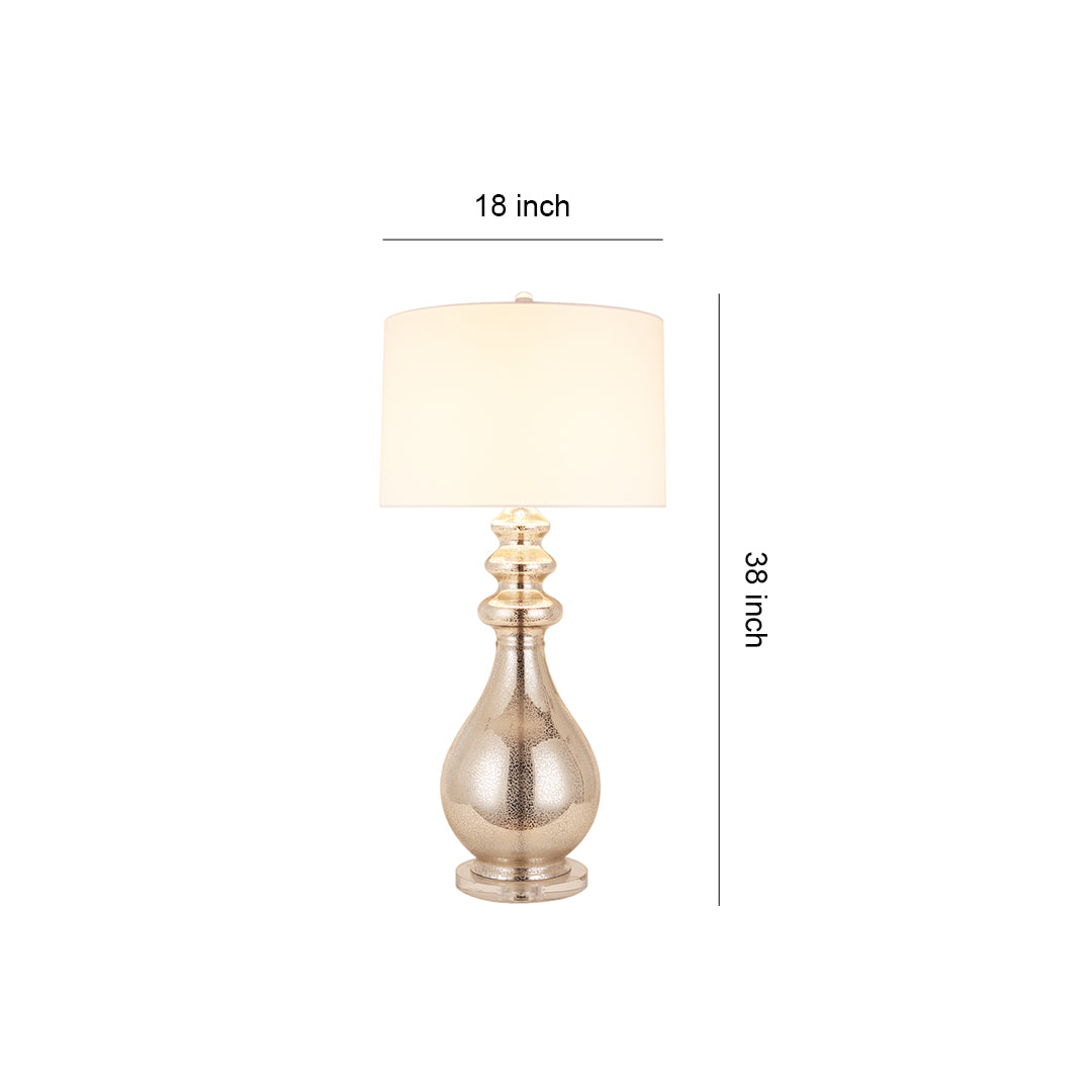 Detailed dimensions of the tall modern silver table lamp, showing a total height of 30.5 inches and a width of 16 inches.