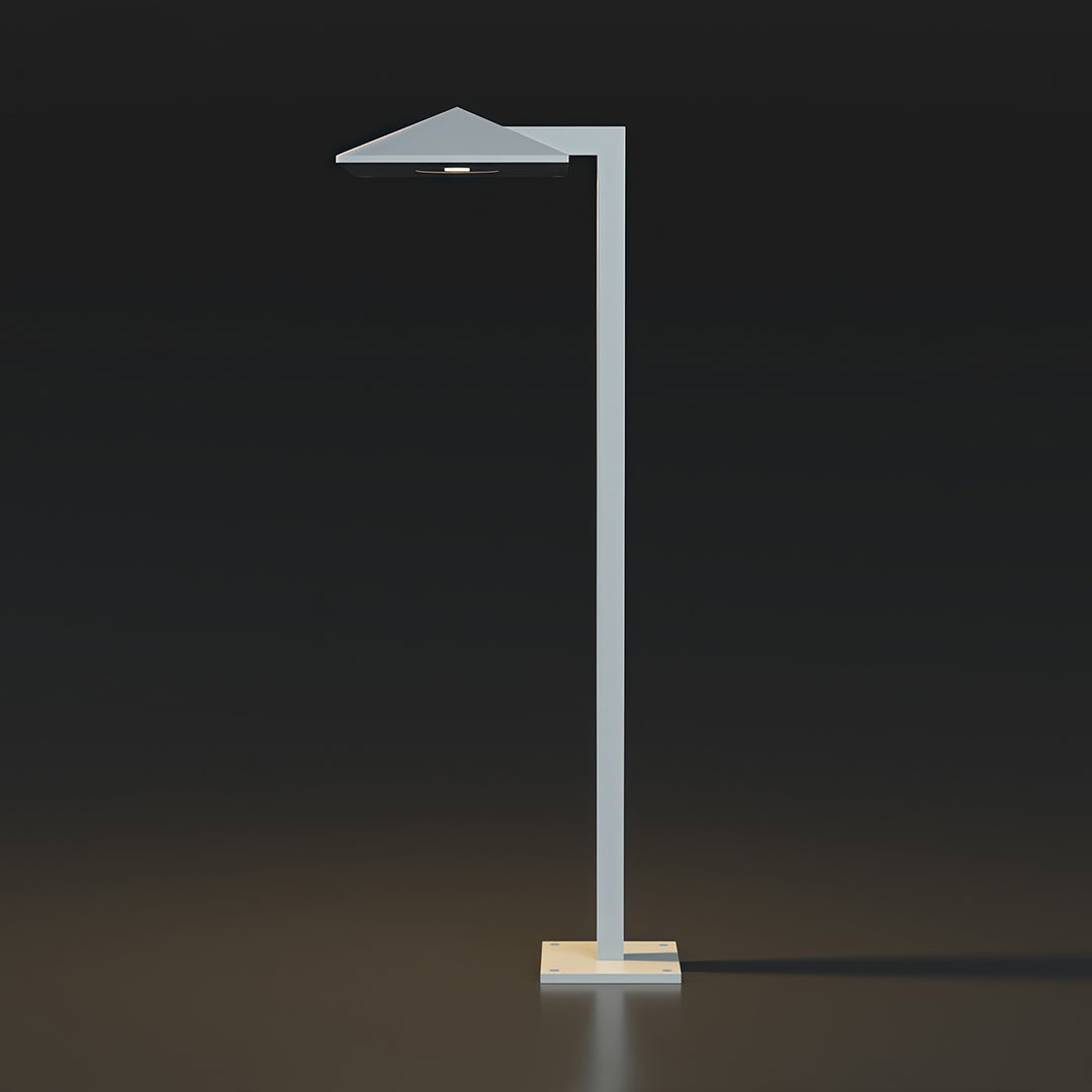 Detailed view of an outdoor pathway light, showcasing the design and light diffusion.