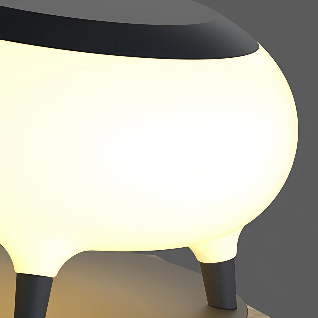 Detailed view of solar column pillar lights highlighting the frosted glass and sturdy metal base.