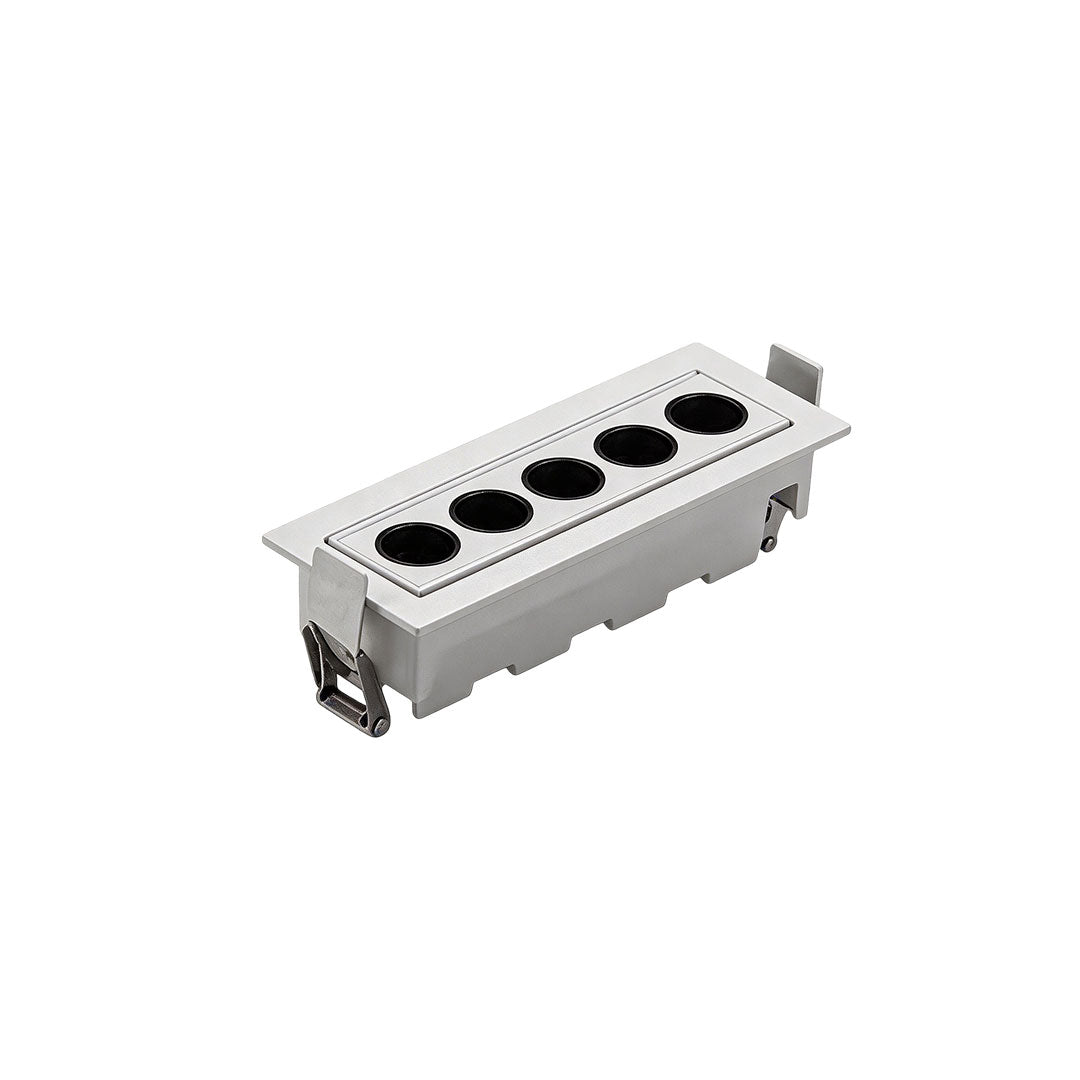 Detailed view of led ceiling recessed spotlight with sleek design and compact size.