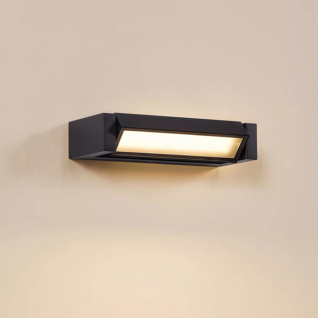 Detailed view of LED light bar for wall featuring glass shade chandelier design highlighting textured black housing construction.