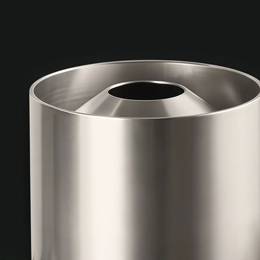 Detailed view of silver ceiling spotlight highlighting its modern and minimalistic shape.