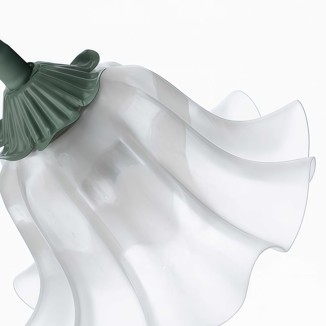 Detailed view of a vintage flower chandelier, showcasing the green metal frame and intricate design.