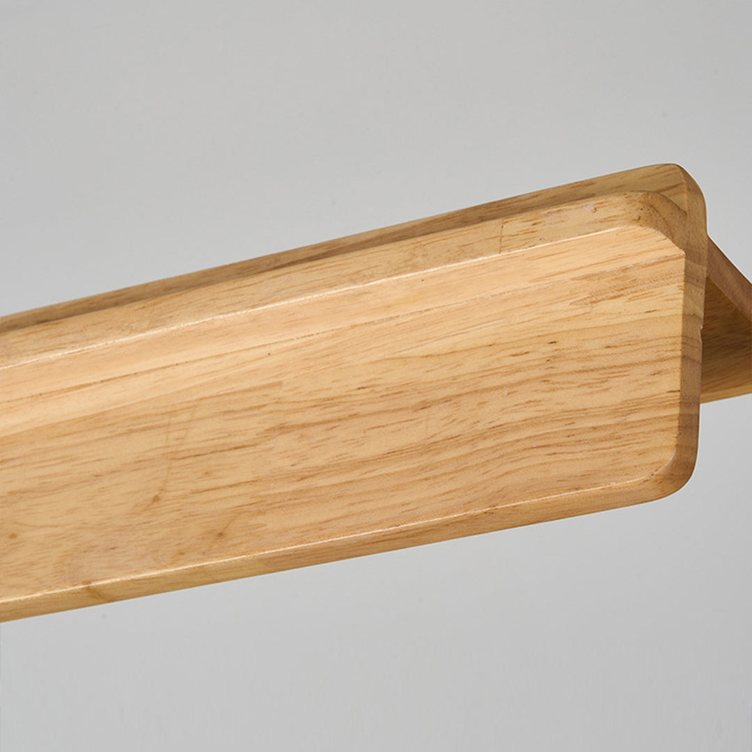 Detailed view of wood pendant light edge, close-up of natural wood texture and design