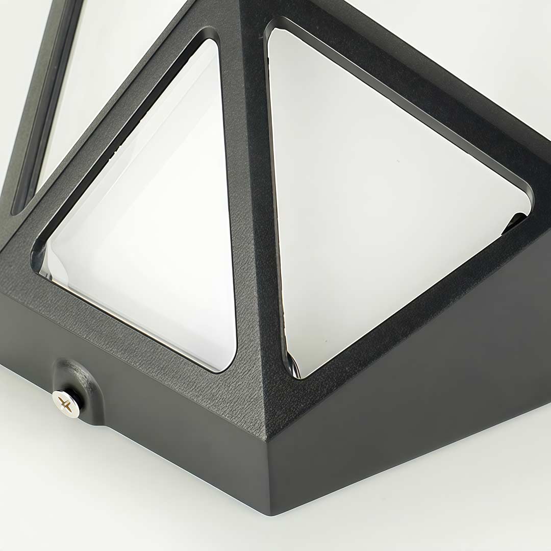 Close-up of diamond shape wall light showcasing its geometric and sleek design.