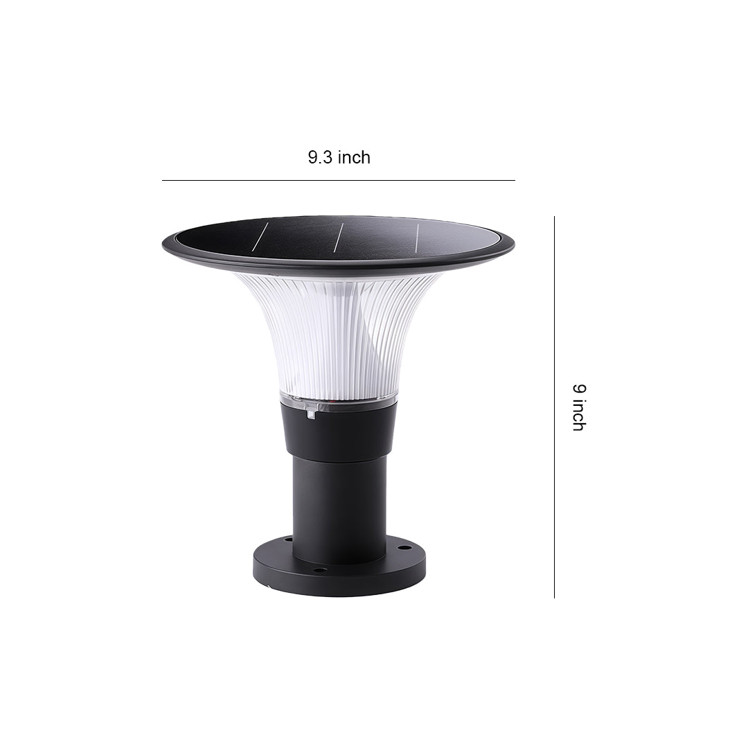 Dimension guide for the fence post cap lights fixture, showing an 8.3-inch width and an 8-inch height.