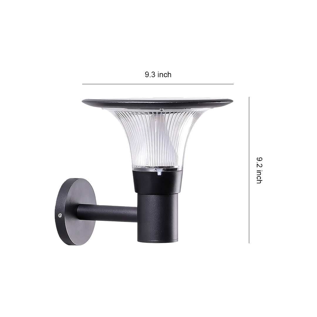 Dimension guide for the outdoor solar wall sconce, showing an 8.2-inch width and 9.3-inch height.