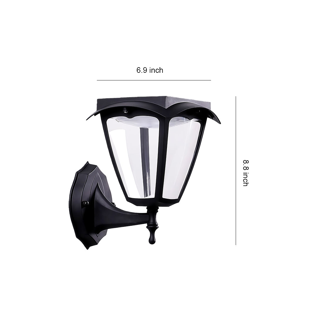 Dimension guide for the outdoor wall lighting black fixture, showing a width of 6.3 inches and a height of 8.3 inches.