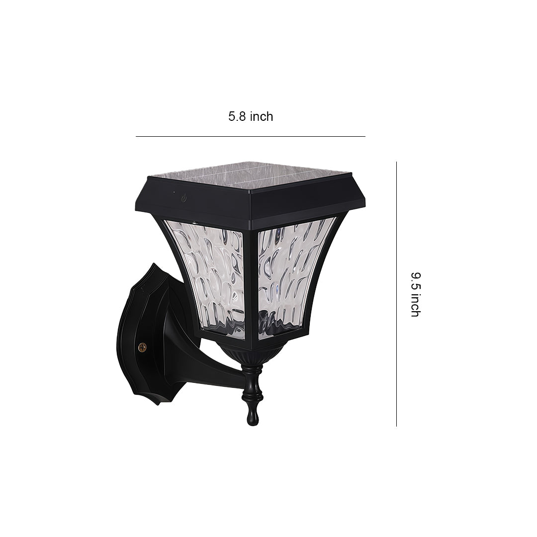 Dimension guide for the solar outdoor sconce lights, showing a 5.8-inch width and 9.5-inch height.