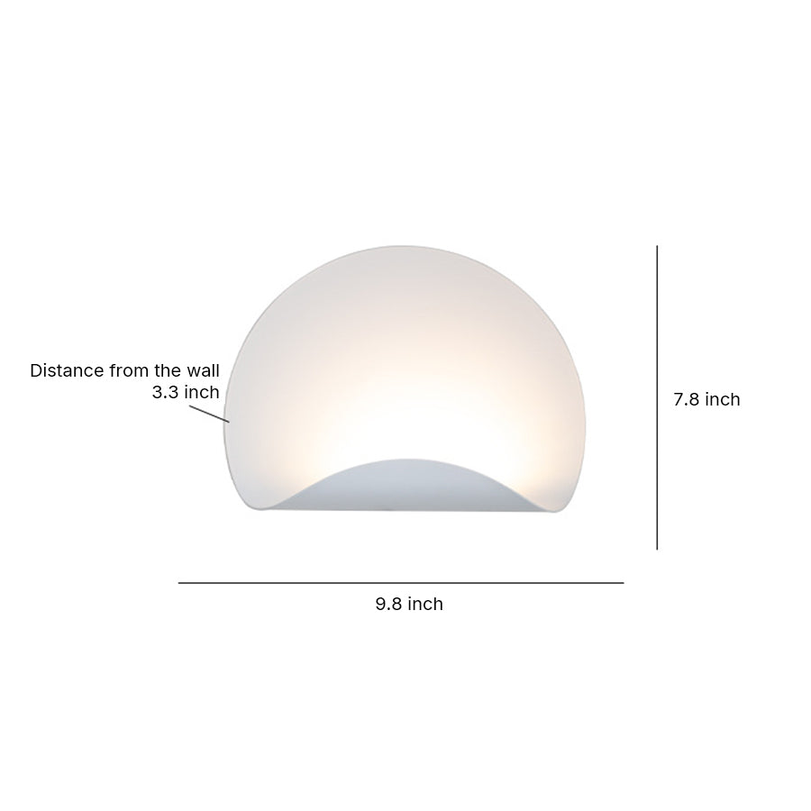 Dimensional diagram of the white wall lights fixture, showing the width as 8.3 inches and the height as 7.5 inches.