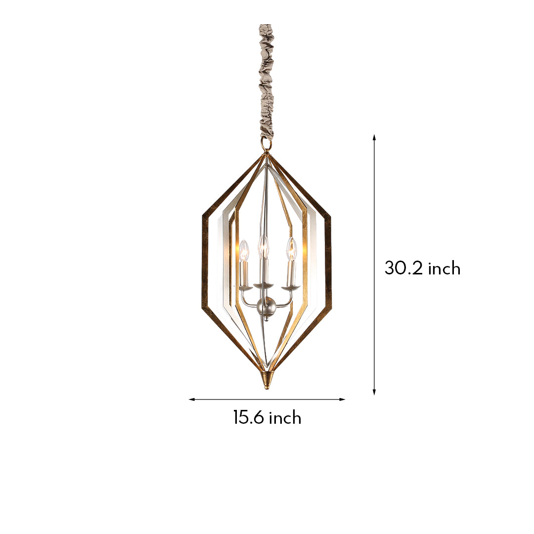 Dimensions graphic for the brown pendant lights, detailing its 15.6-inch width and 30.2-inch fixture height.