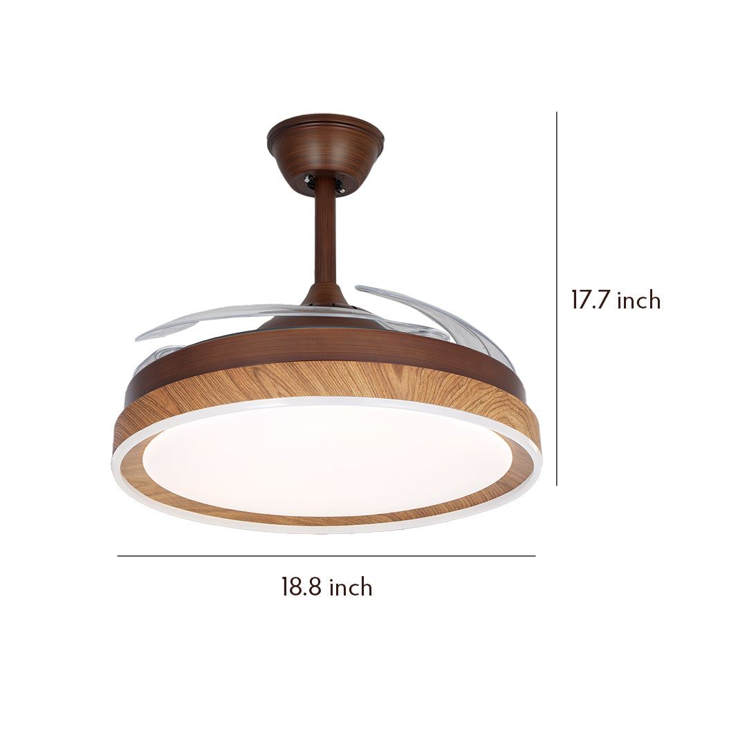 Overall dimensions for 18.8 inch wide ceiling fan with 4 lights and 17.7 inch height 
