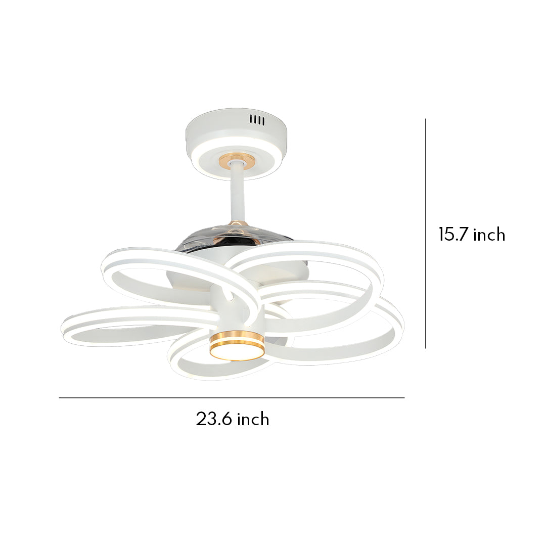 Dimensions of 23.6 inch ceiling fans white with light and 15.7 inch height 