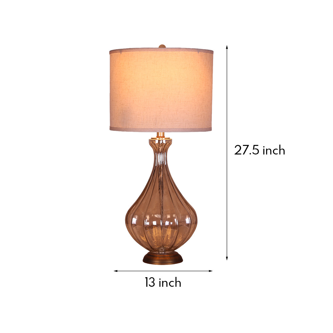 Dimensions graphic for the accent glass base table lamp, detailing its 13-inch width and 27.5-inch total height.