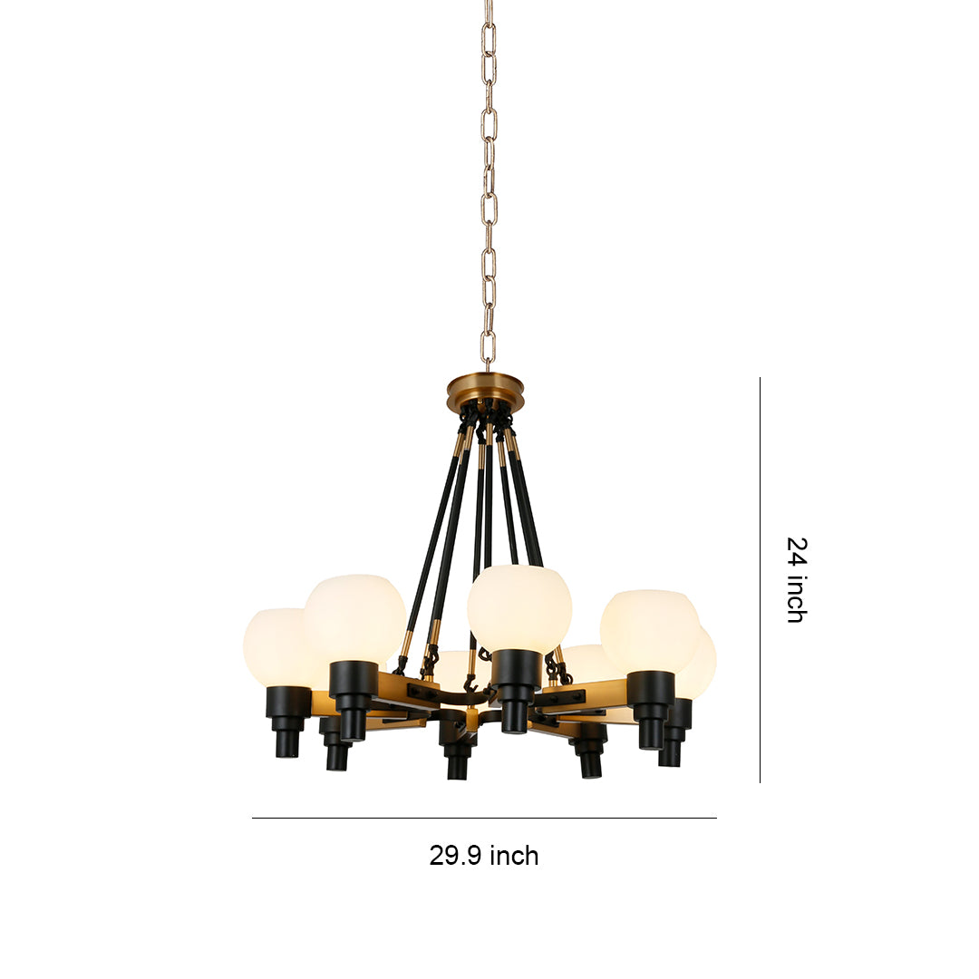 Dimensions graphic for the large 8 light chandeliers, detailing its 27.3-inch width and 10.7-inch height for a strong visual reference.