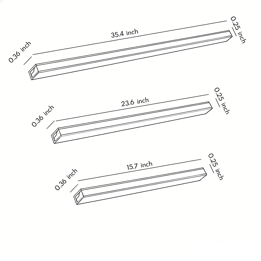 Detailed size chart and dimensions for different lengths of led strip lights waterproof.
