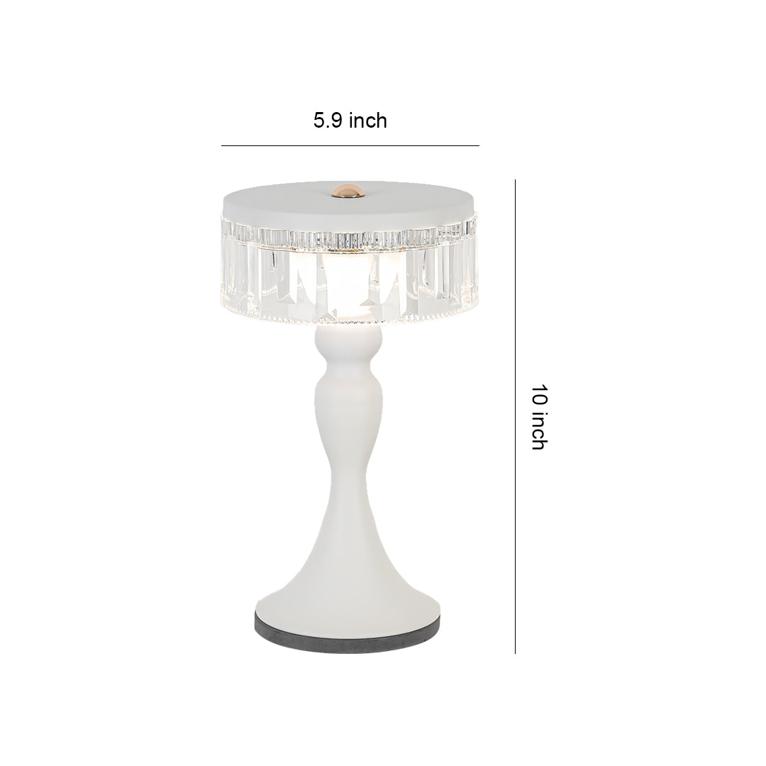 Dimensions of the white forged iron table lamps style: 10.1 inches tall and 5.8 inches wide at the shade.