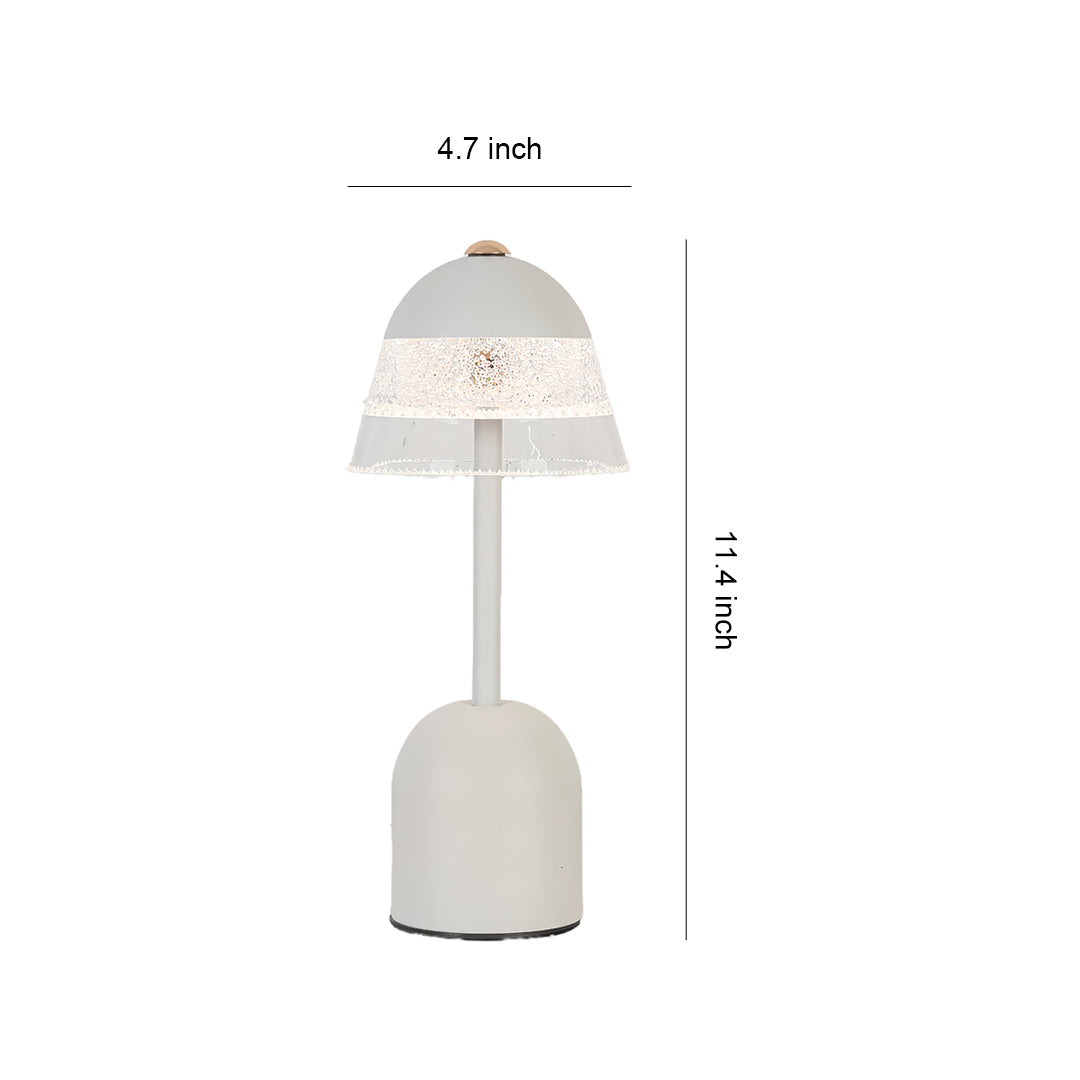 Dimensions of the white USB table lamps: 11.4 inches tall with a 4.7 inch diameter shade.