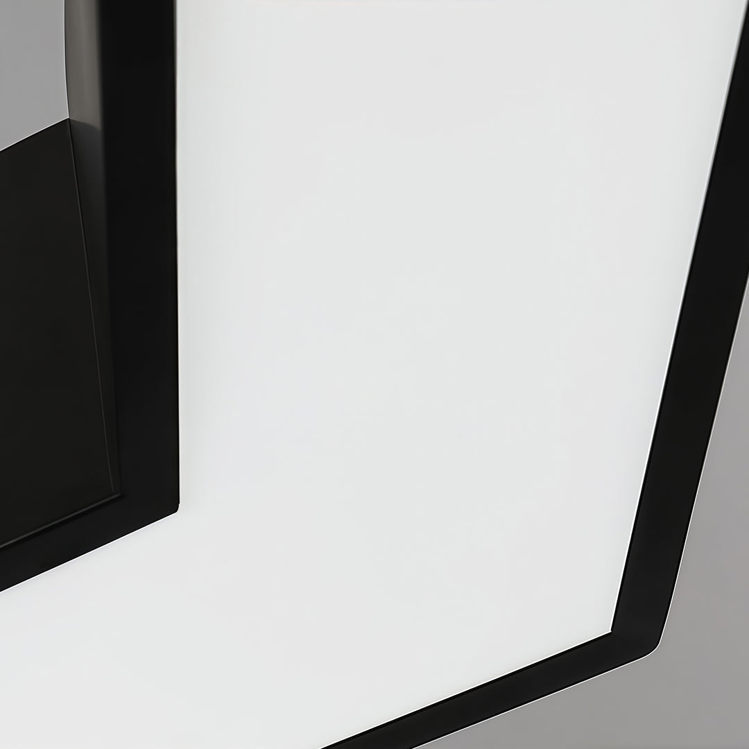 Interior lighting with sleek modern geometric chandeliers, providing an elegant atmosphere for a dining area.