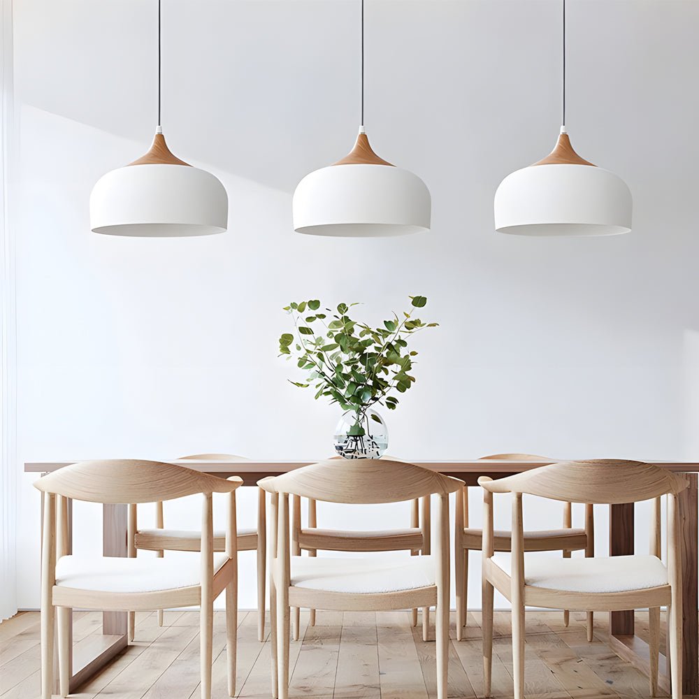 Dome Pendant Light with Wood Detail - Modern 1 - Light Island Fixture