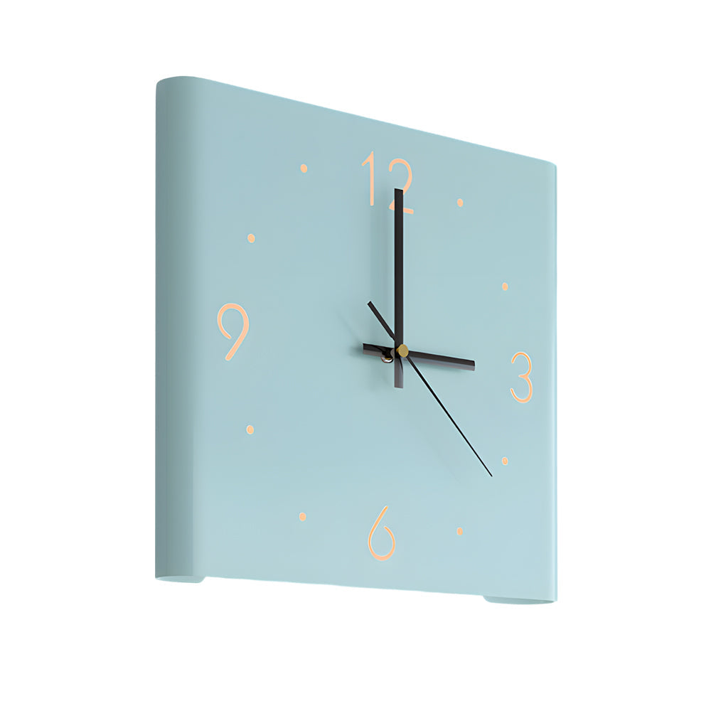 Pastel green double-face wall clock lamp for corner wall decor
