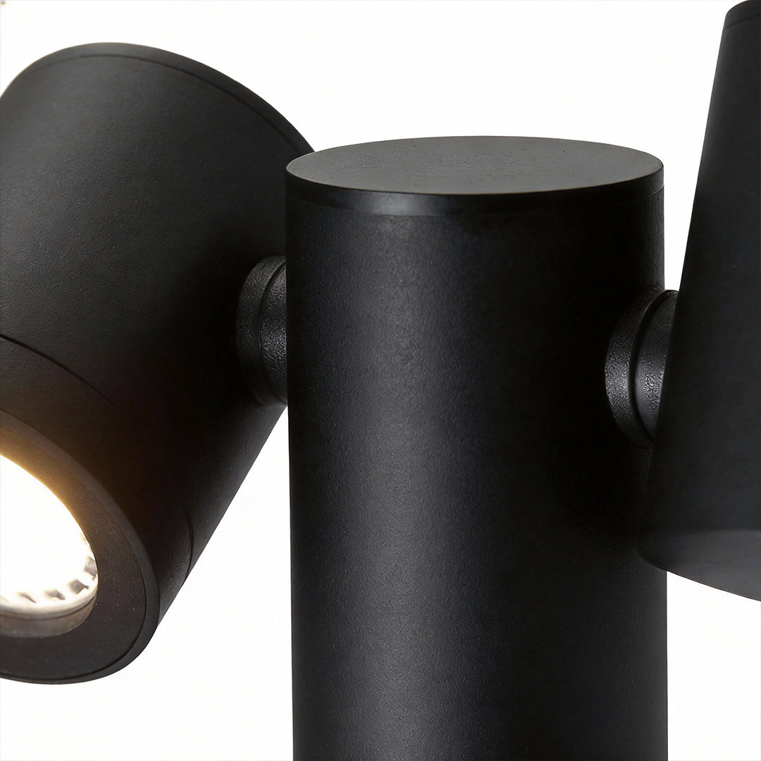 Double light bollard light with a close-up of the LED light source.