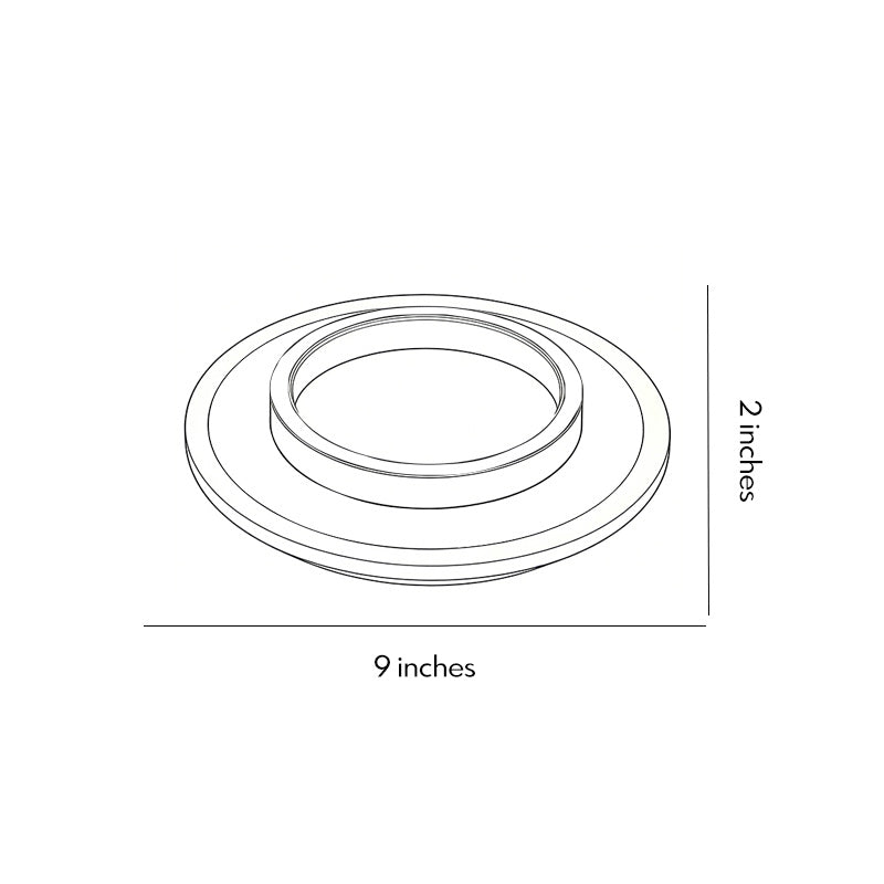 Double ring flush mount dimensions, front view with size specifications.