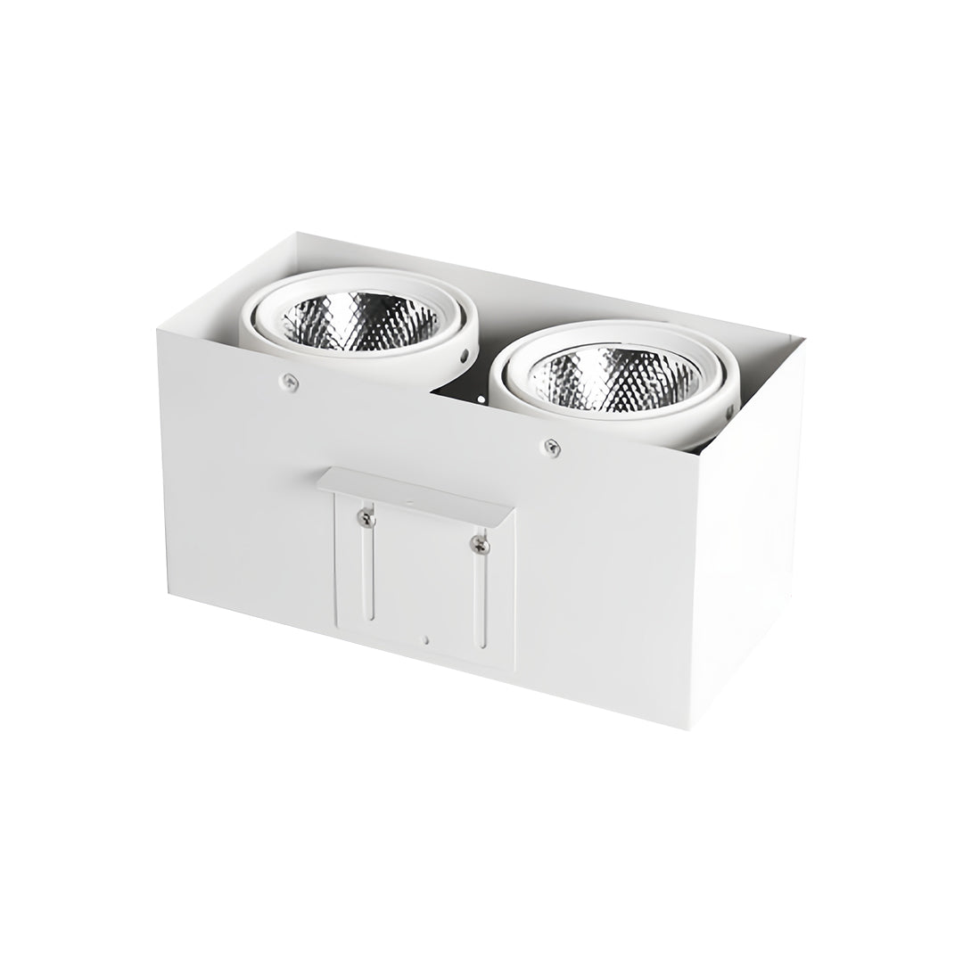 Double sleek triple square recessed downlight with interior and white frame