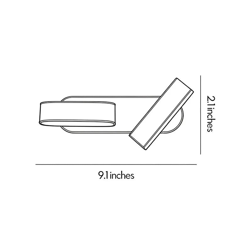 Double wall lights dimension diagram showing a 9.1-inch width and 2.1-inch height.