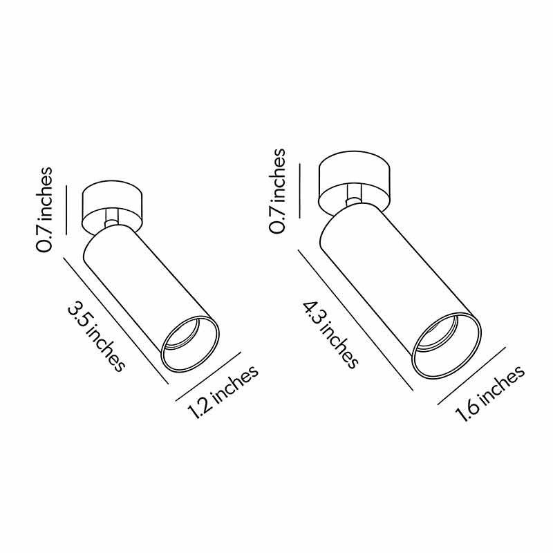 Drawing showing dimensions of spotlight light fixture for precise installation.