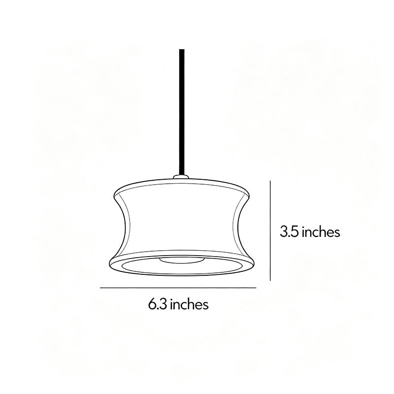 Drum pendant light fixture dimension drawing showing the shade width and overall height.
