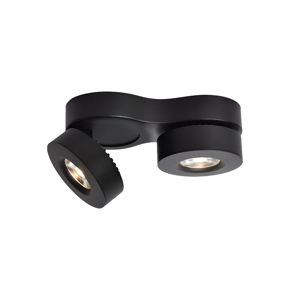 Contemporary surface mount LED downlight in white with dual adjustable heads, offering flexibility and efficiency.