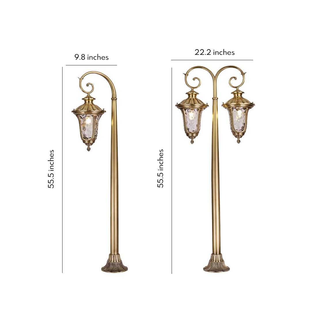 Classic dual-head path lighting outdoor fixture, perfect for illuminating driveways and garden walkways with timeless elegance.