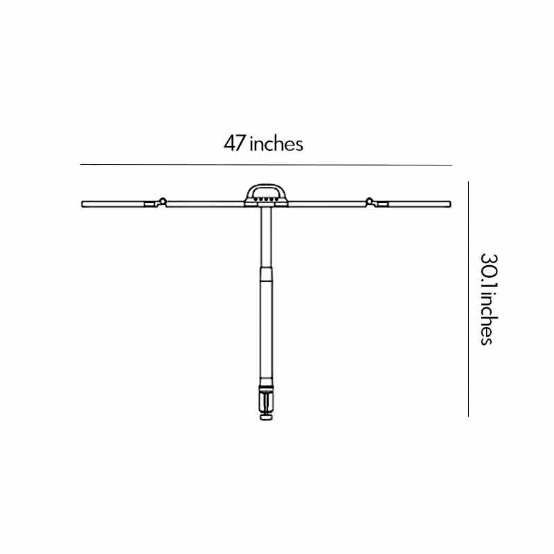 Dual monitor light bar dimension diagram showing a 47-inch width and 30-inch flexible mounting strap.