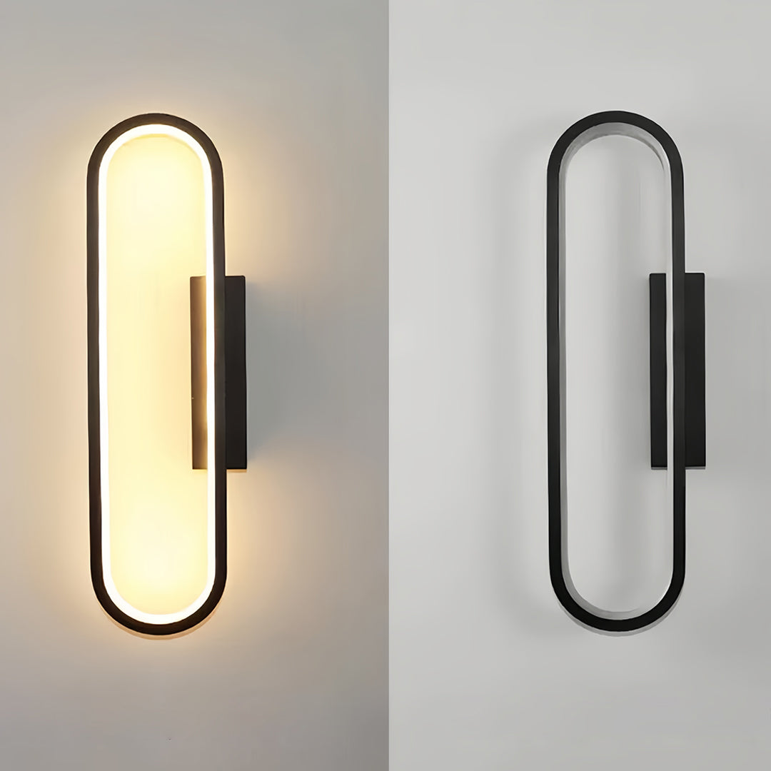 Dual-tone wall pack LED light combination featuring black and white finishes with warm glow